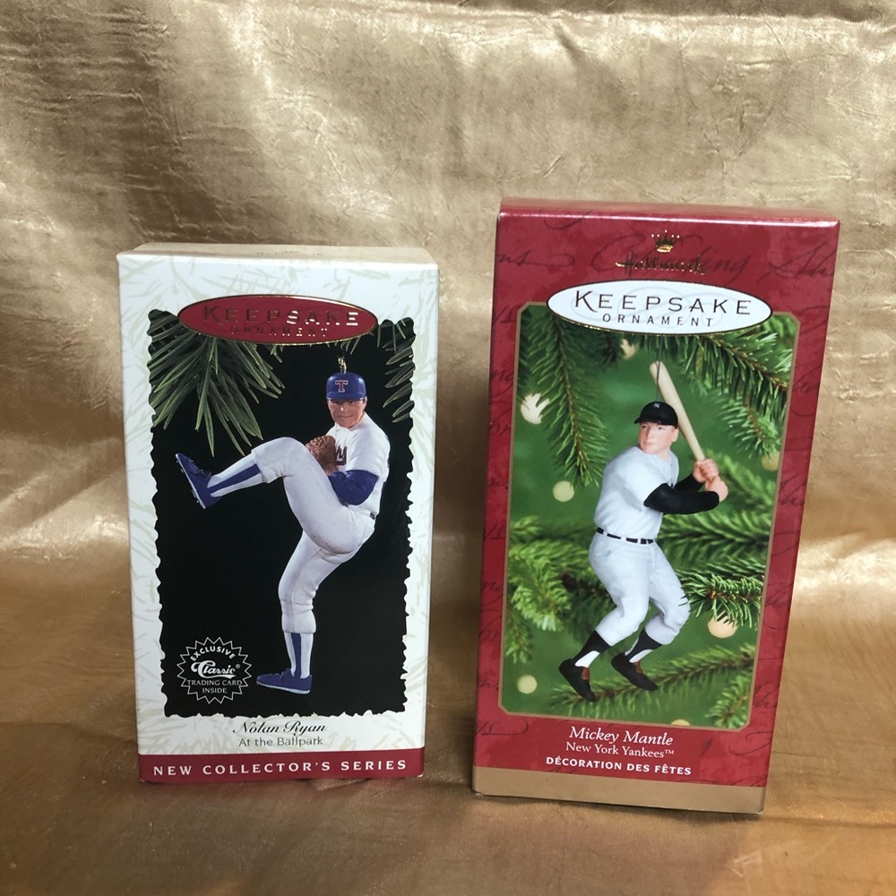 Mickey Mantle & Nolan Ryan Hallmark ornaments MIB